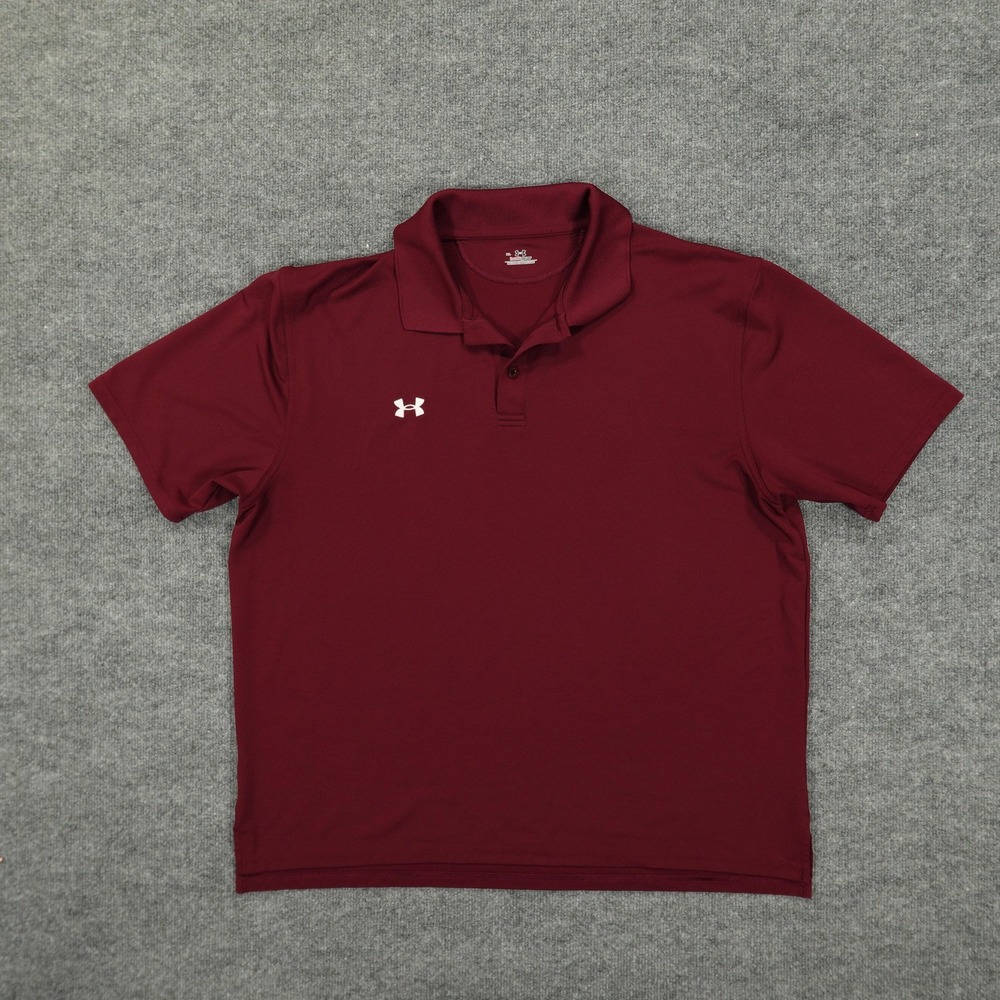 Under Armour Polo Shirt Mens XL Red HeatGear Golf Performance Stretch Athletic